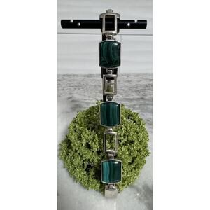 Jay King Sterling Silver Reversible Malachite & Black Onyx Link Bracelet
